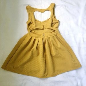 Mustard yellow dress with heart cutout back